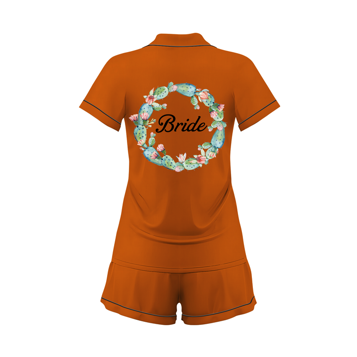 Custom Name Wedding Satin Short Pyjamas Set