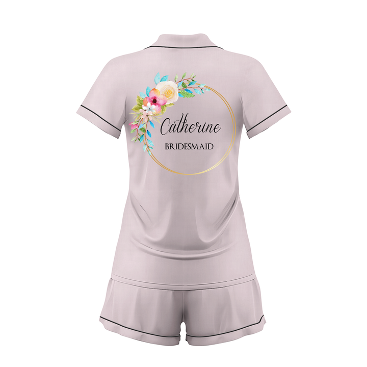 Custom Bridesmaid Wedding Satin Short Pajamas Sets