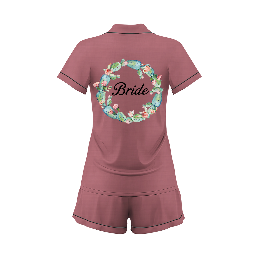 Custom Name Wedding Satin Short Pyjamas Set