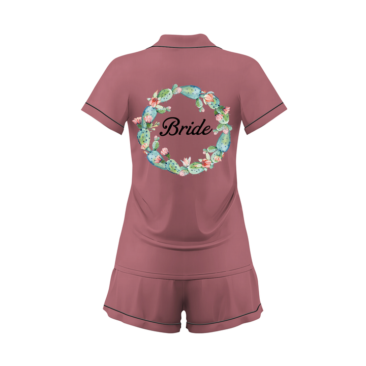 Custom Name Wedding Satin Short Pyjamas Set