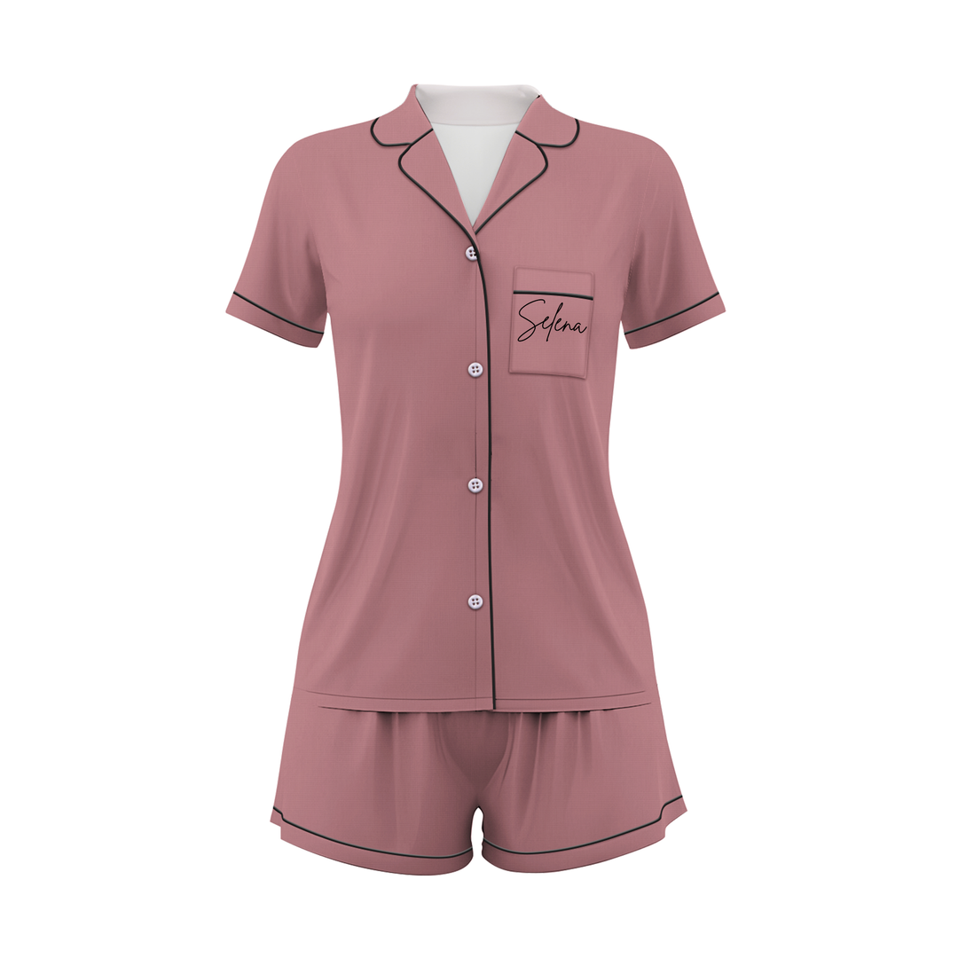 Custom Name Wedding Satin Short Pyjamas Set