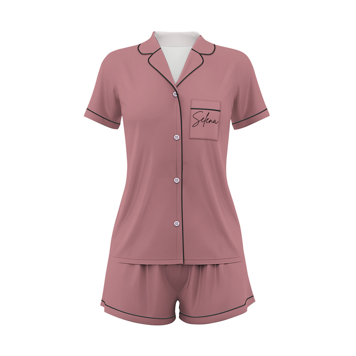 Custom Name Wedding Satin Short Pyjamas Set