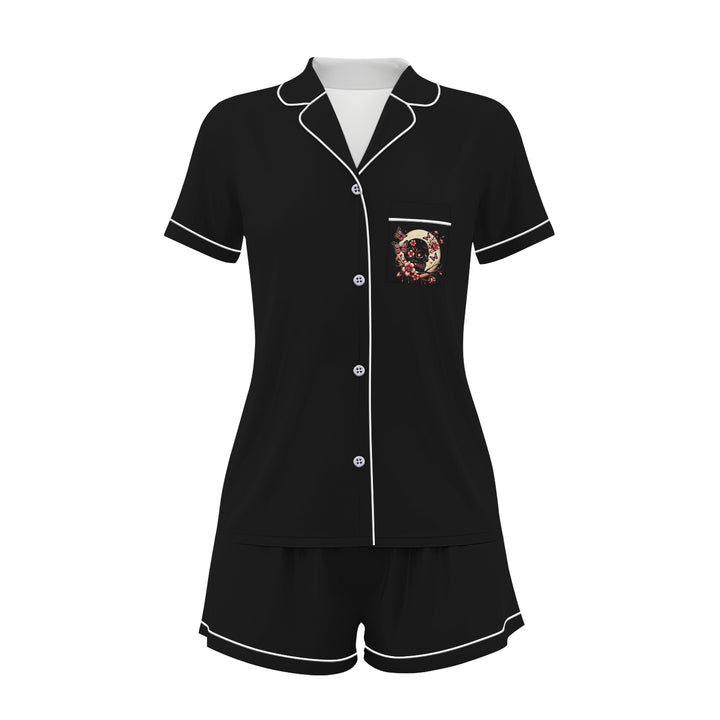 Bộ đồ ngủ ngắn bằng vải satin chuồn chuồn có tên riêng