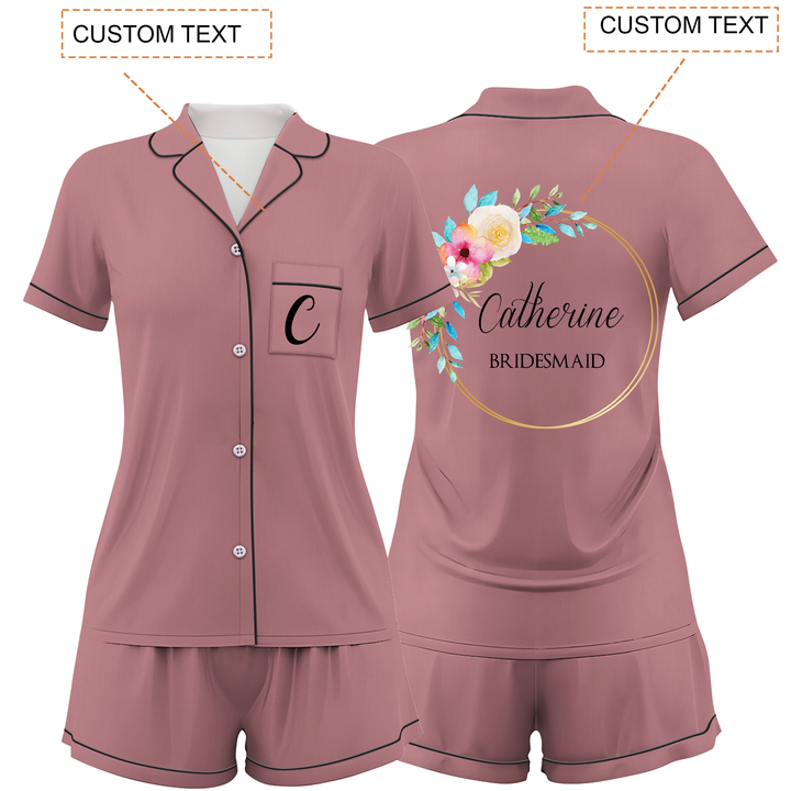 Custom Bridesmaid Wedding Satin Short Pajamas Sets