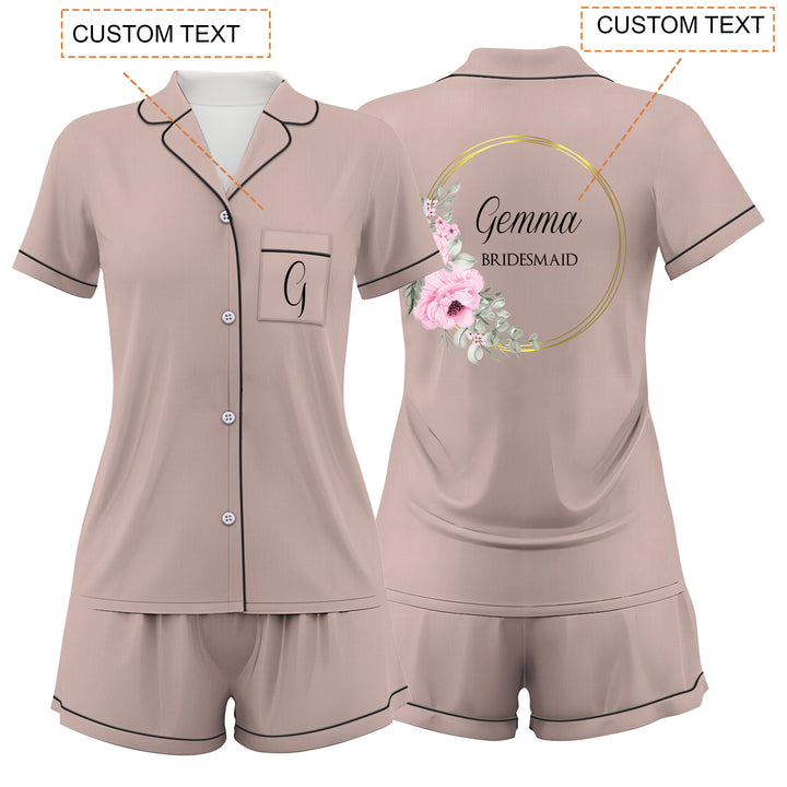 Custom Bride Bridesmaid Wedding Satin Short Pajamas Sets