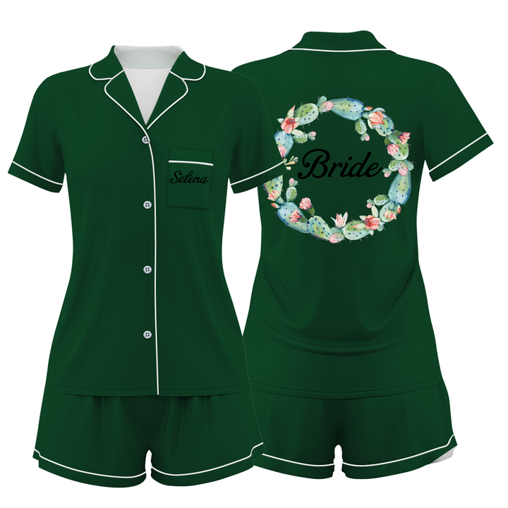 Custom Name Wedding Satin Short Pyjamas Set