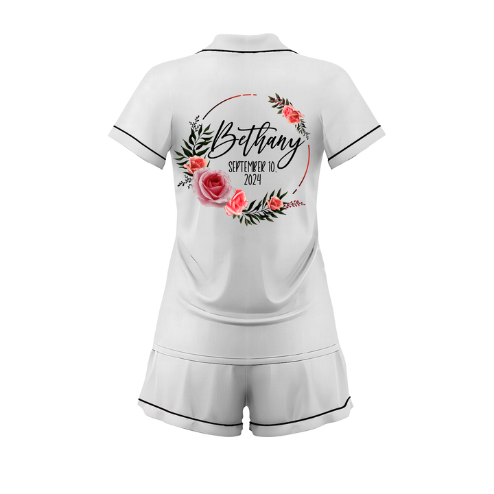 Custom Text Satin Short Pyjamas Set