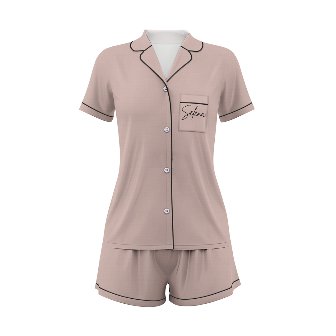Custom Name Wedding Satin Short Pyjamas Set
