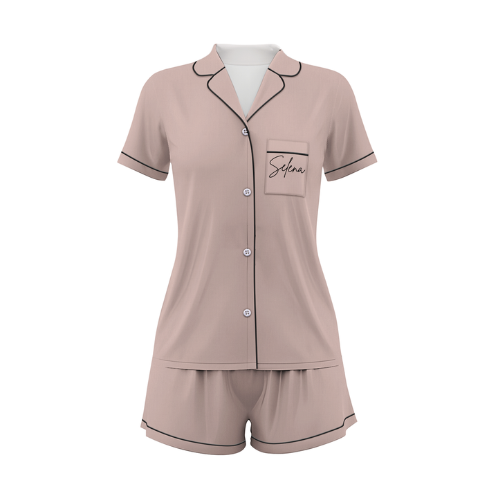 Custom Name Wedding Satin Short Pyjamas Set