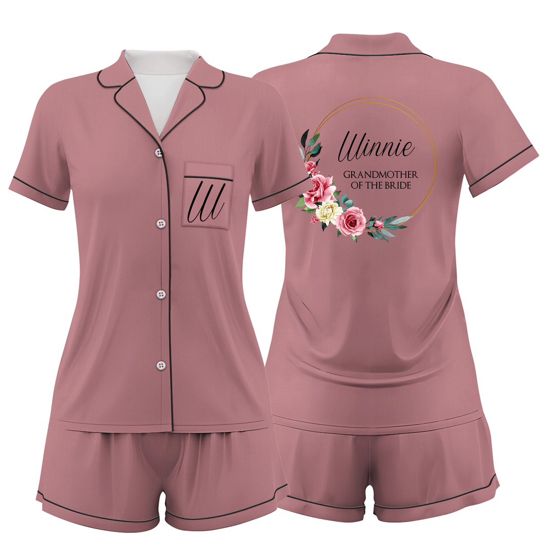 Custom Bride Bridesmaid Wedding Short Pajamas Sets