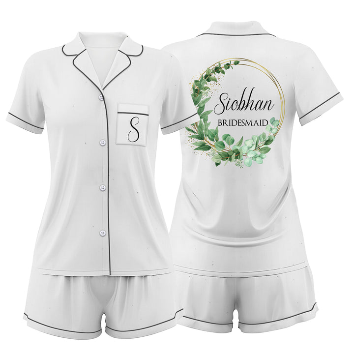 Cá nhân hóa văn bản Bộ đồ ngủ ngắn bằng vải satin cưới màu đen dành cho nữ