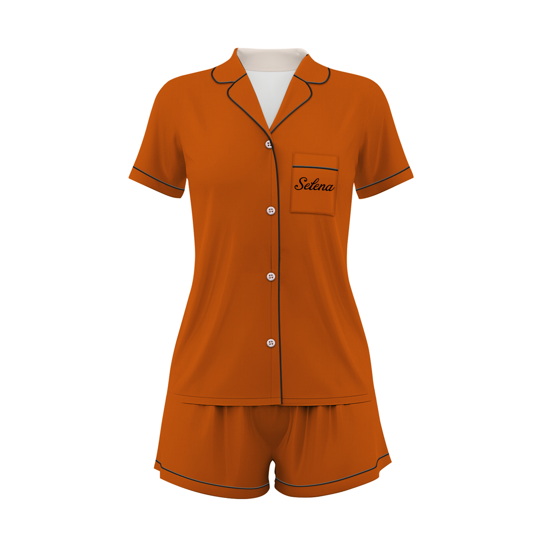 Custom Name Wedding Satin Short Pyjamas Set