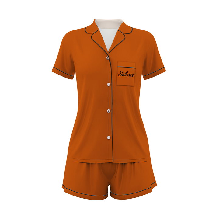 Custom Name Wedding Satin Short Pyjamas Set