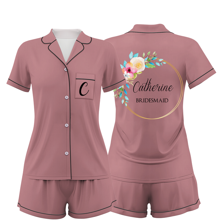 Custom Bridesmaid Wedding Satin Short Pajamas Sets