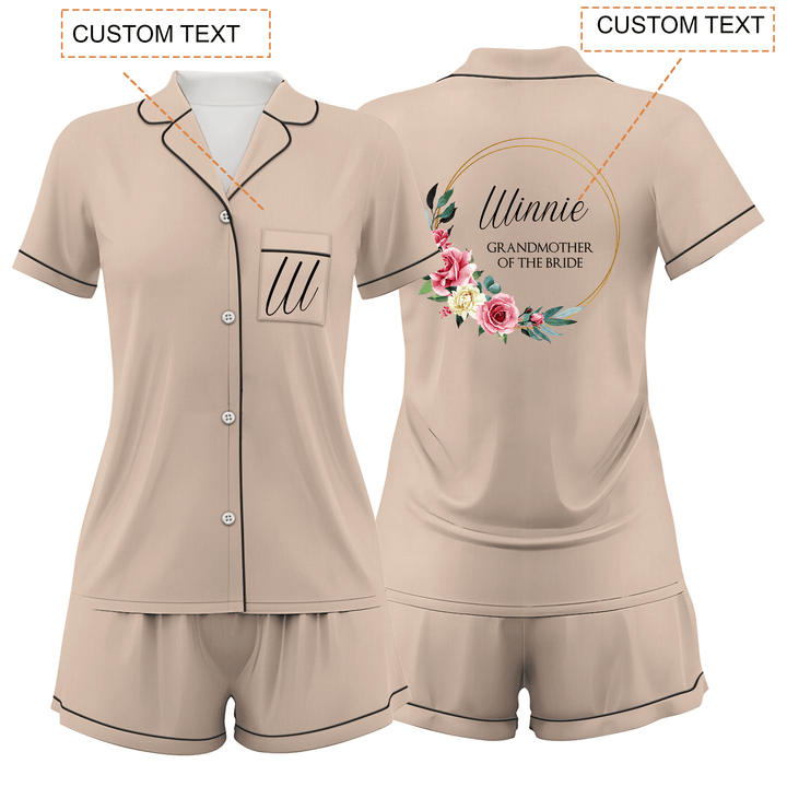 Custom Bride Bridesmaid Wedding Short Pajamas Sets