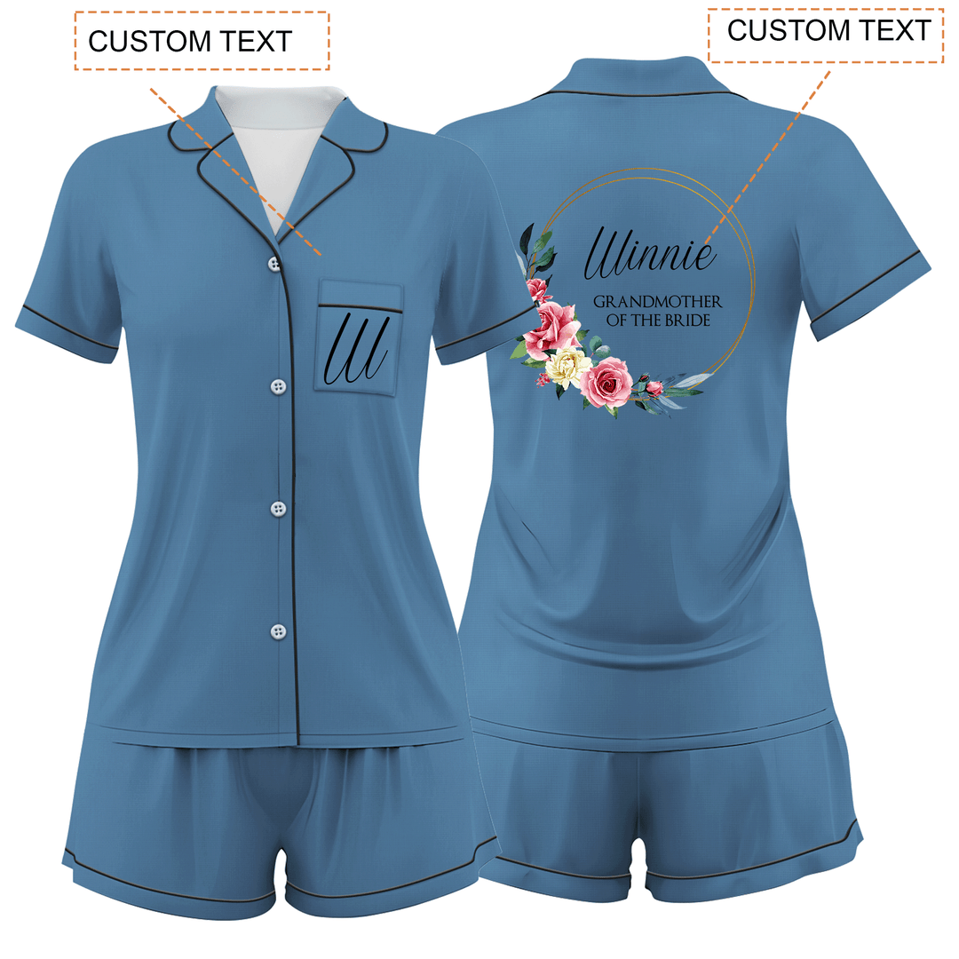 Custom Bride Bridesmaid Wedding Short Pajamas Sets