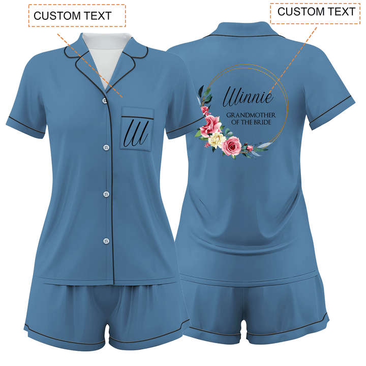 Custom Bride Bridesmaid Wedding Short Pajamas Sets