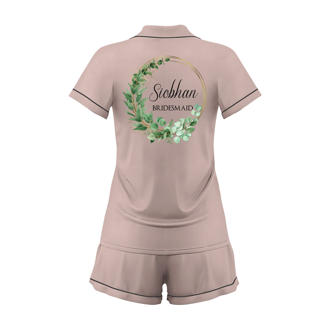 Cá nhân hóa văn bản Bộ đồ ngủ ngắn bằng vải satin cưới màu đen dành cho nữ