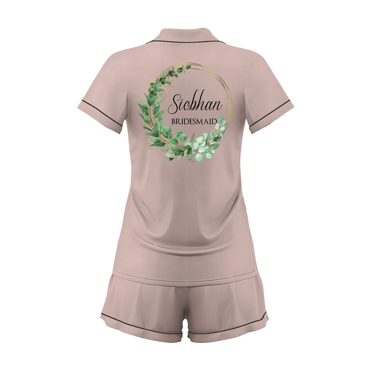 Cá nhân hóa văn bản Bộ đồ ngủ ngắn bằng vải satin cưới màu đen dành cho nữ