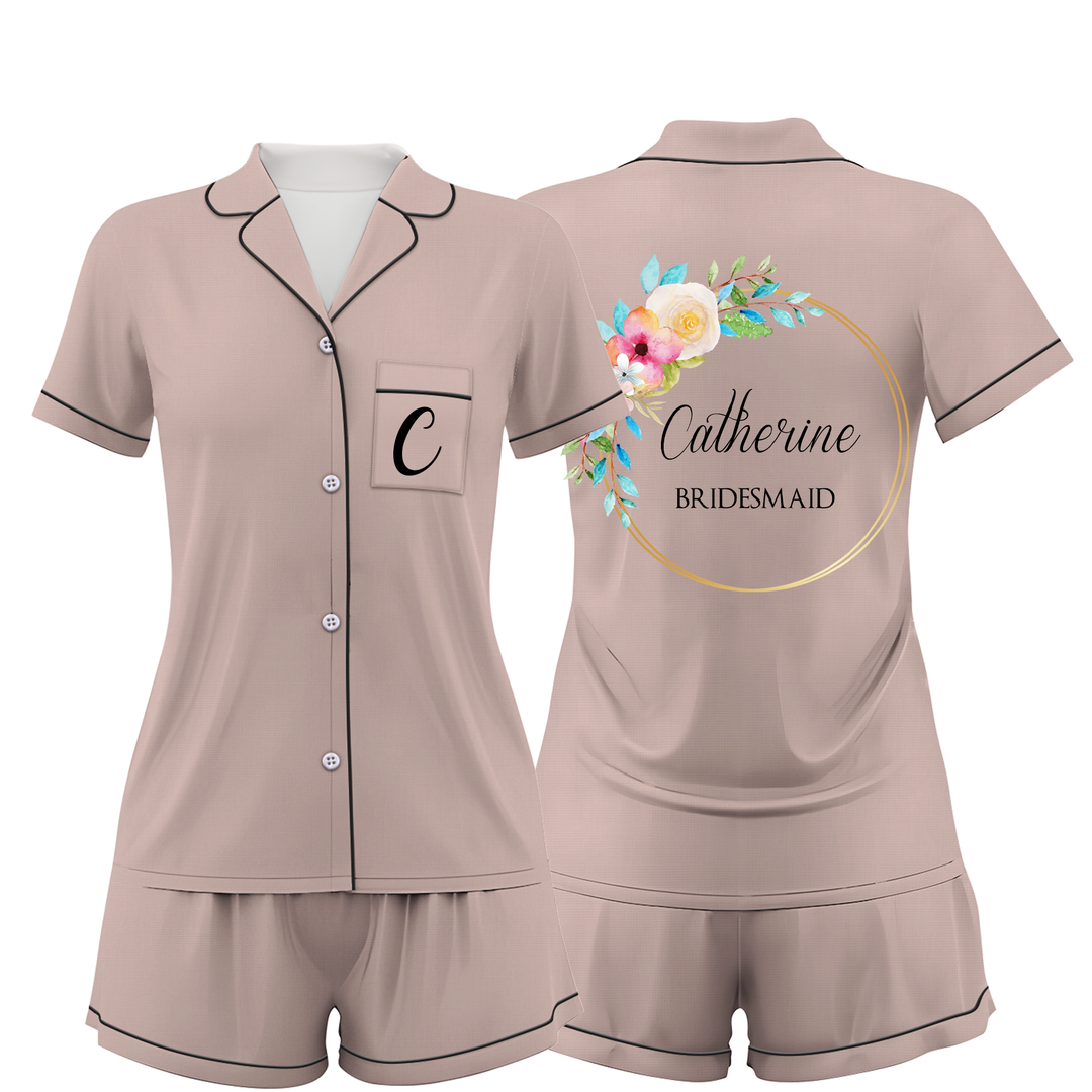 Custom Bridesmaid Wedding Satin Short Pajamas Sets
