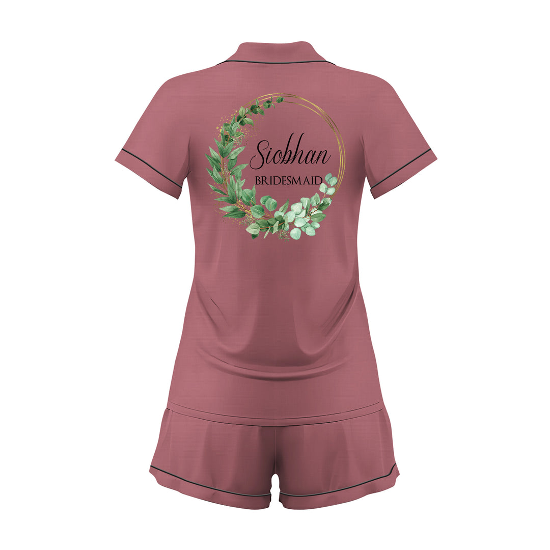 Cá nhân hóa văn bản Bộ đồ ngủ ngắn bằng vải satin cưới màu đen dành cho nữ