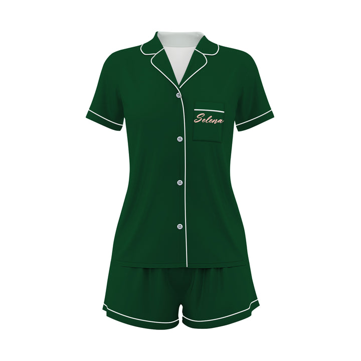 Custom Name Bride Bridesmaid Satin Short Pyjamas Set