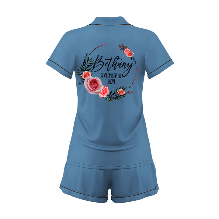 Custom Text Satin Short Pyjamas Set