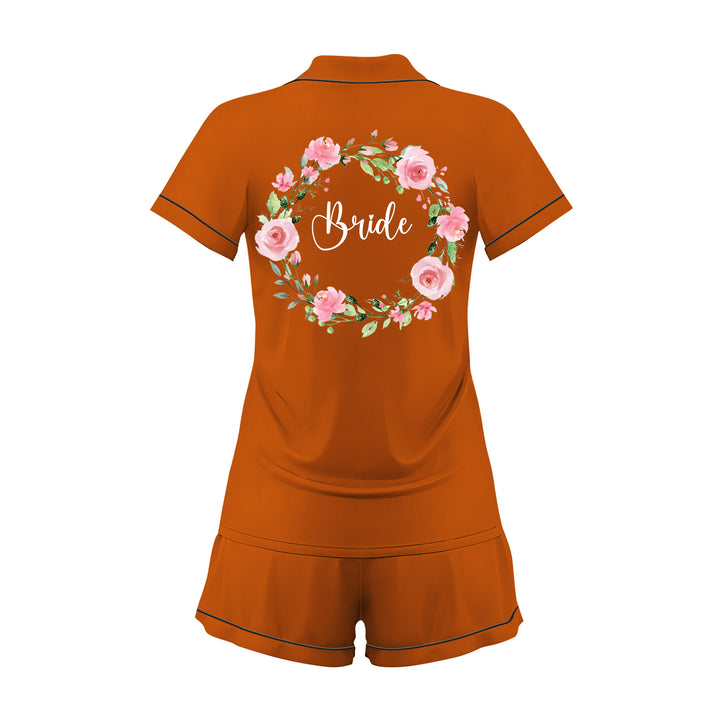 Custom Name The Bride Satin Short Pyjamas Set