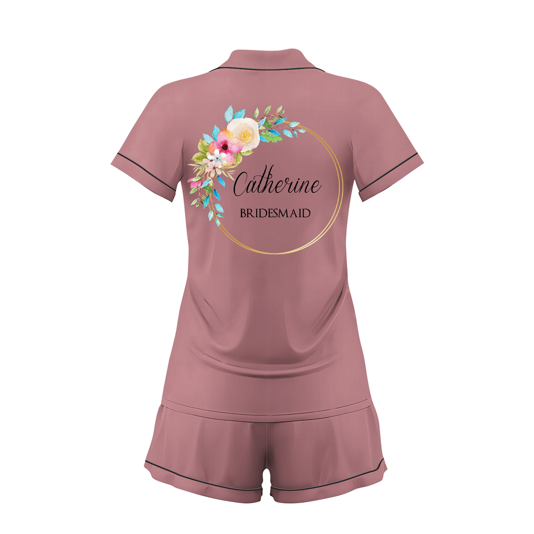 Custom Bridesmaid Wedding Satin Short Pajamas Sets
