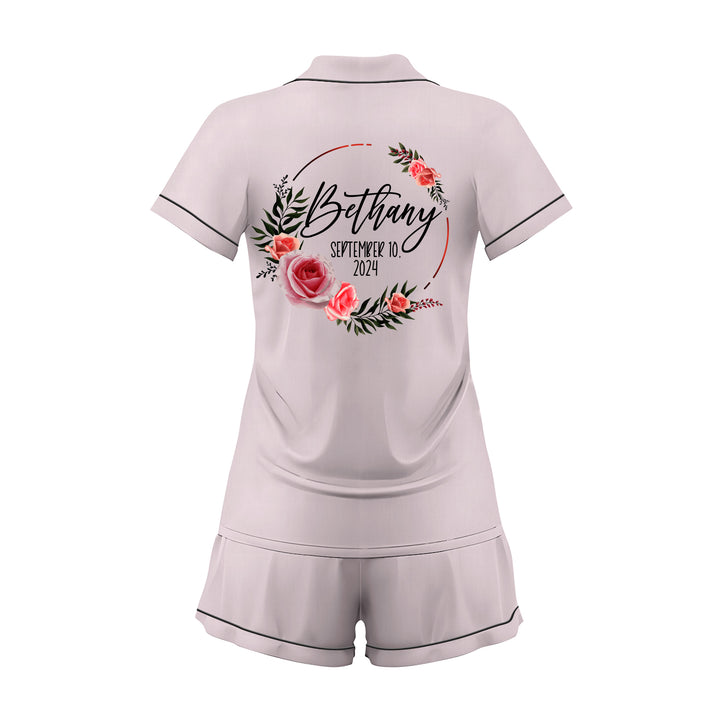Custom Text Satin Short Pyjamas Set