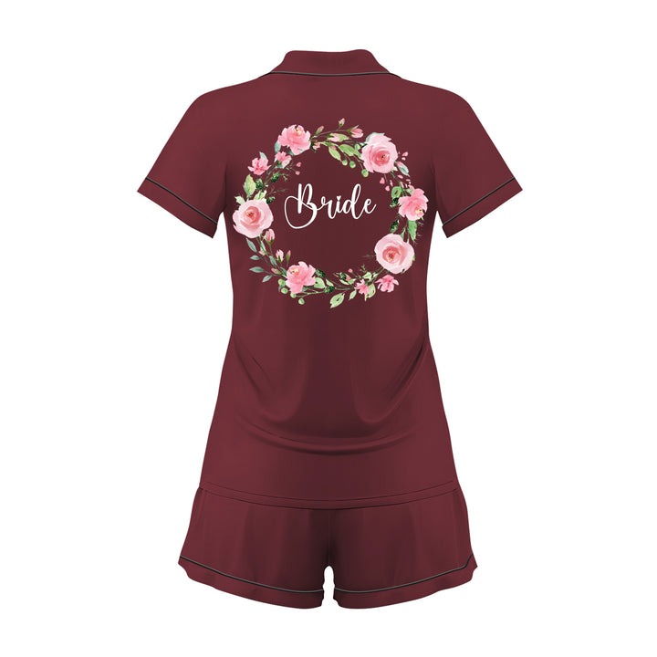Custom Name The Bride Satin Short Pyjamas Set