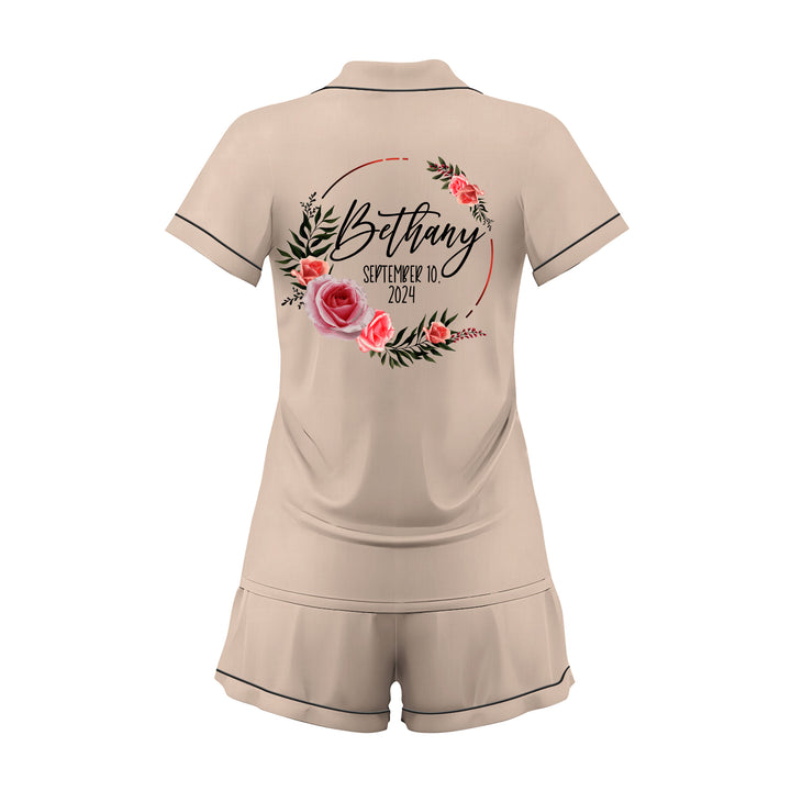 Custom Text Satin Short Pyjamas Set