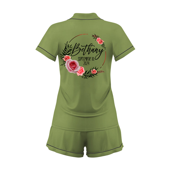 Custom Text Satin Short Pyjamas Set