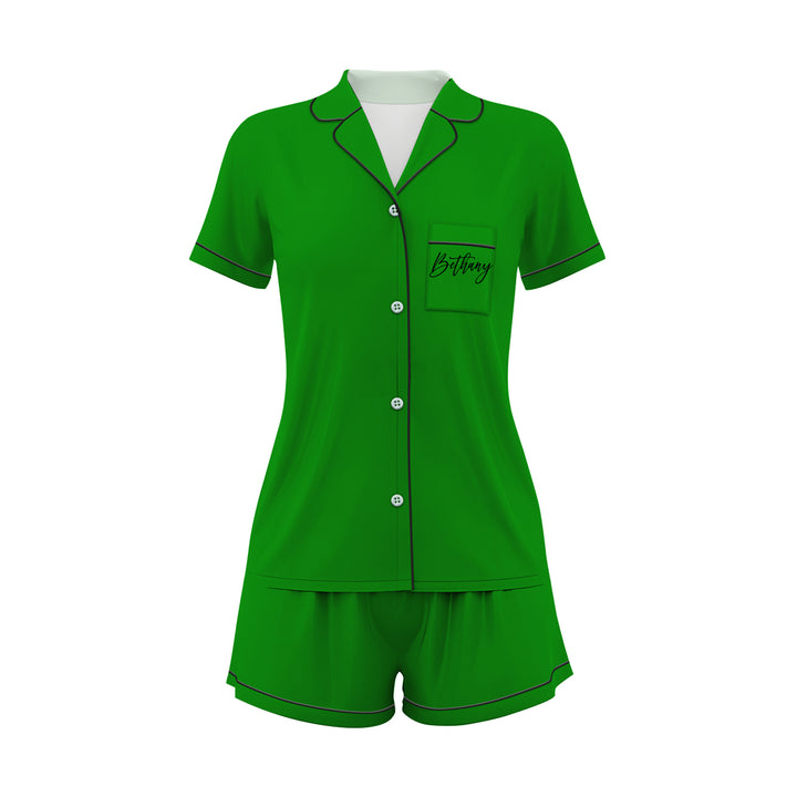 Custom Text Satin Short Pyjamas Set