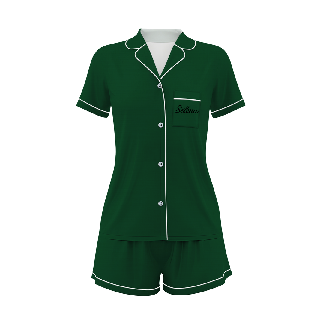 Custom Name Wedding Satin Short Pyjamas Set