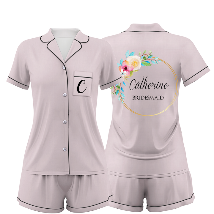 Custom Bridesmaid Wedding Satin Short Pajamas Sets