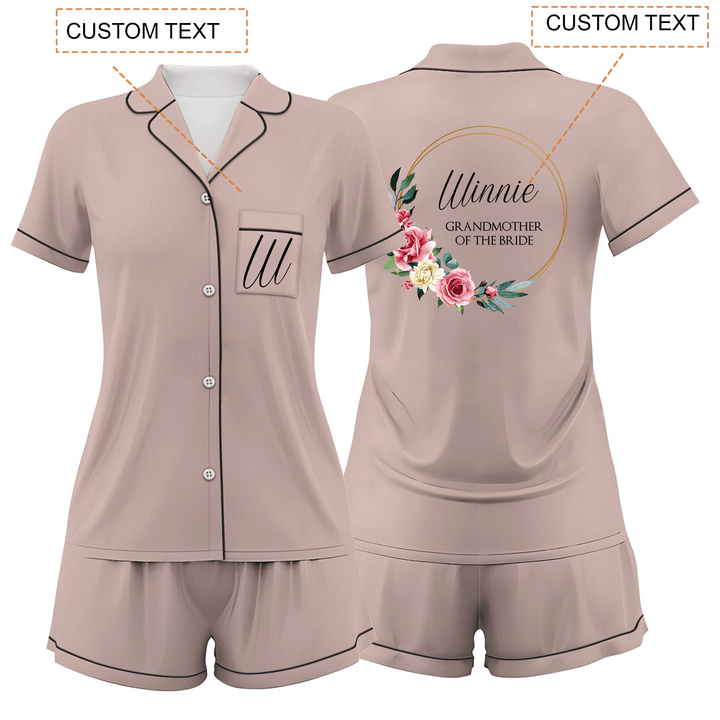 Custom Bride Bridesmaid Wedding Short Pajamas Sets