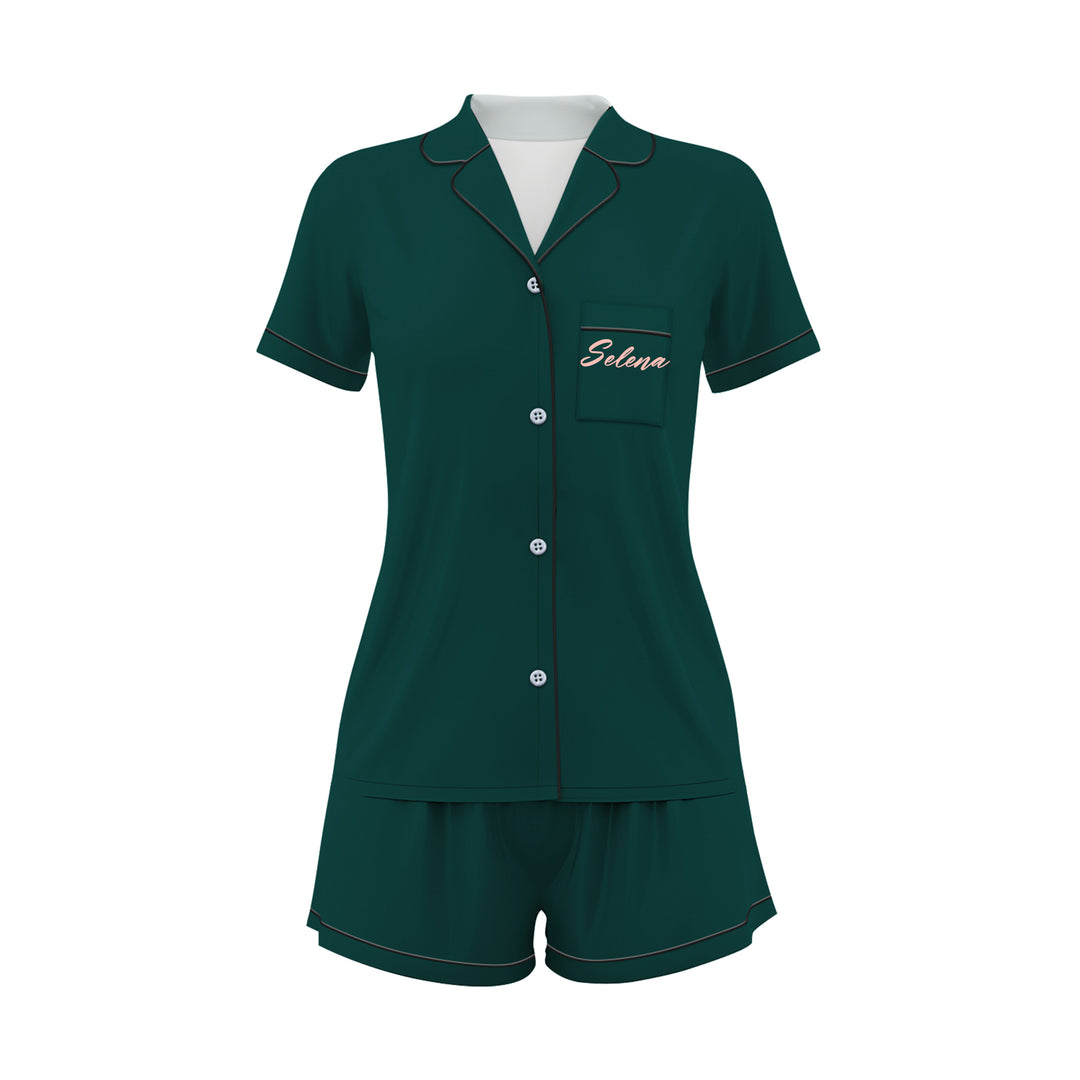Custom Name Bride Bridesmaid Satin Short Pyjamas Set