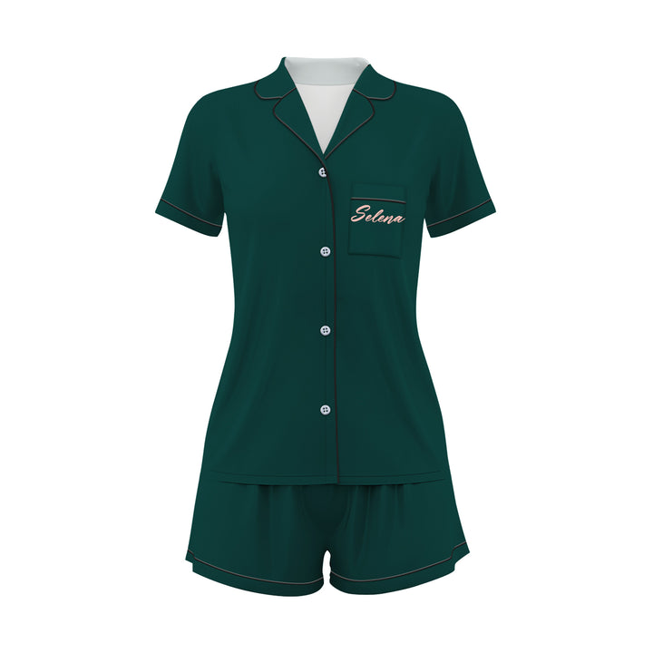 Custom Name Bride Bridesmaid Satin Short Pyjamas Set