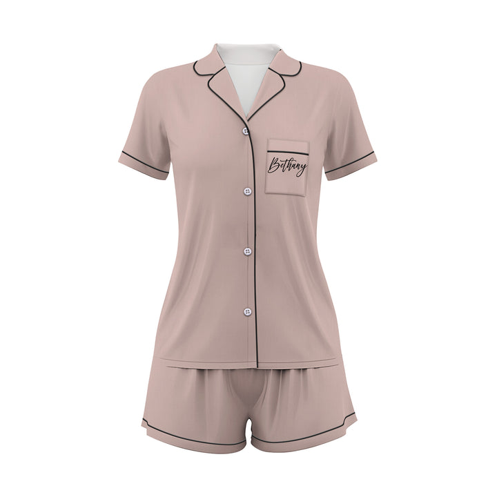 Custom Text Satin Short Pyjamas Set