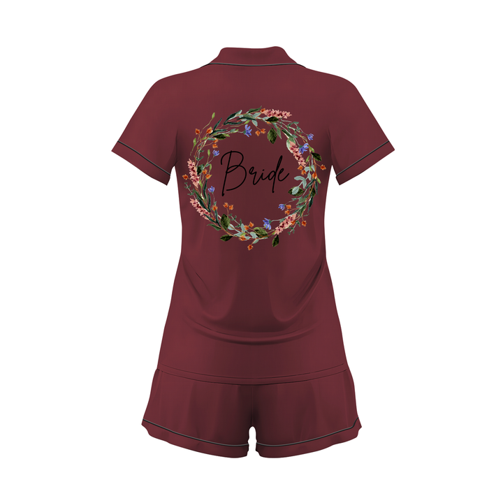Custom Name Wedding Satin Short Pyjamas Set