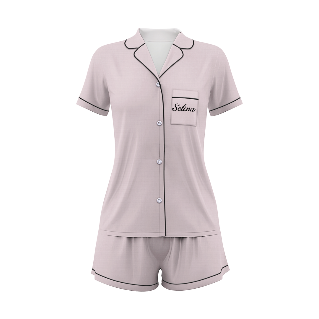 Custom Name Wedding Satin Short Pyjamas Set