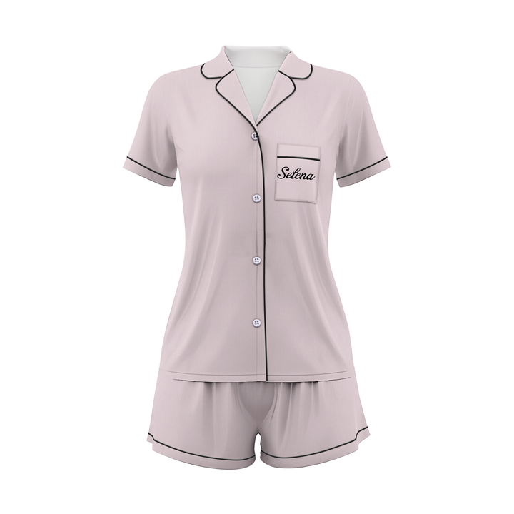 Custom Name Wedding Satin Short Pyjamas Set