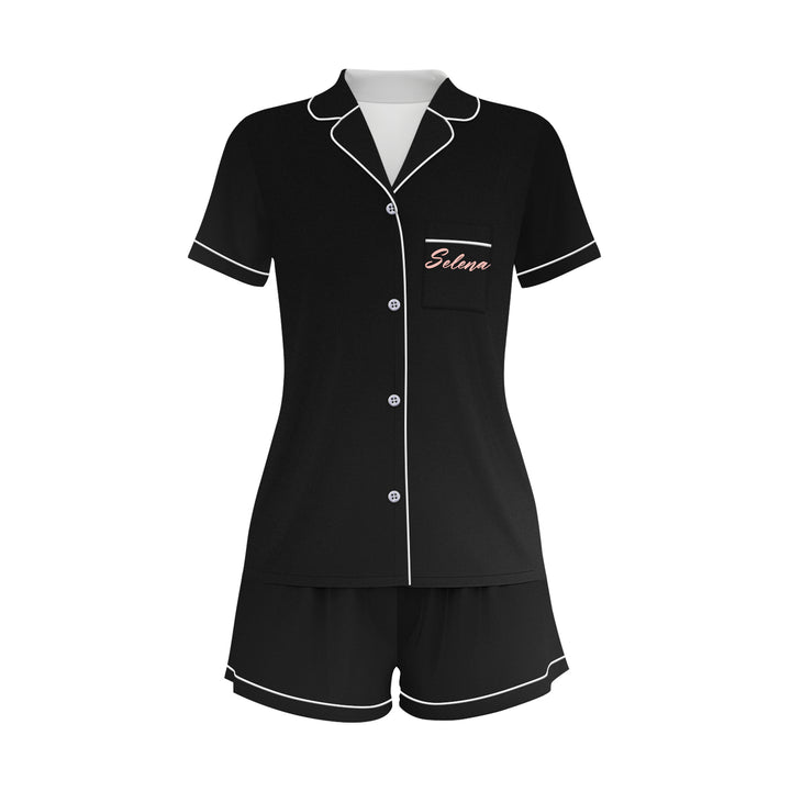 Custom Name Bride Bridesmaid Satin Short Pyjamas Set
