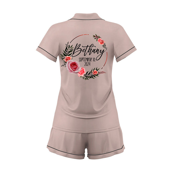 Custom Text Satin Short Pyjamas Set