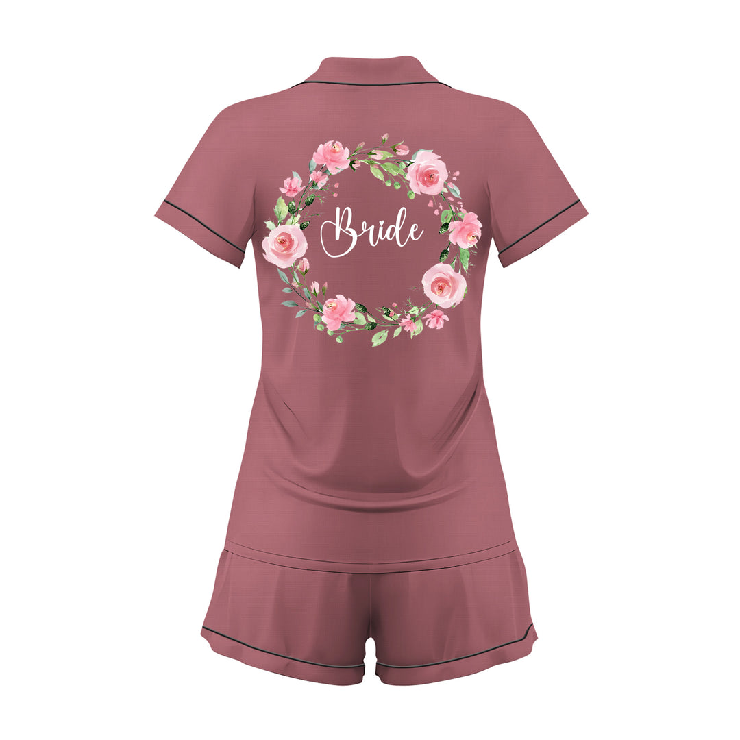 Custom Name The Bride Satin Short Pyjamas Set