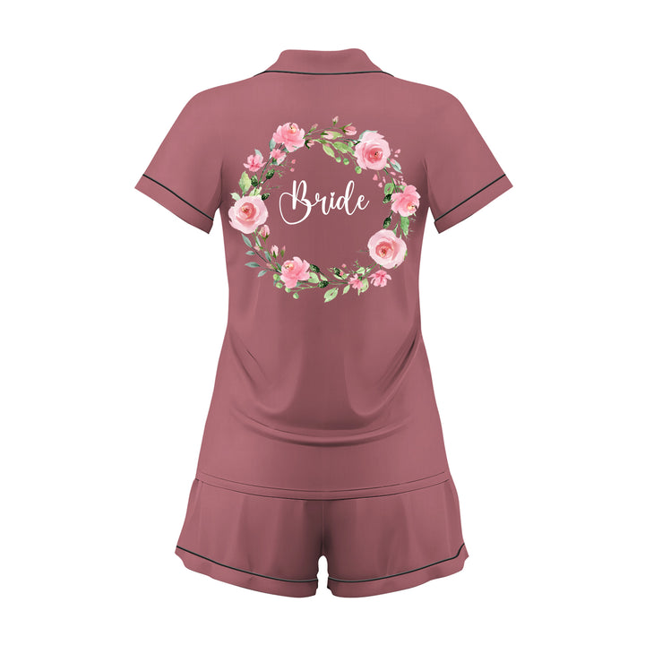 Custom Name The Bride Satin Short Pyjamas Set