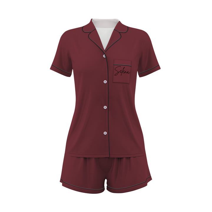 Custom Name Wedding Satin Short Pyjamas Set