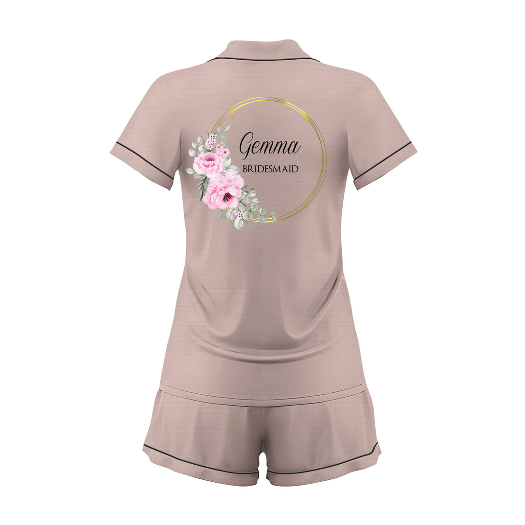 Custom Bride Bridesmaid Wedding Satin Short Pajamas Sets