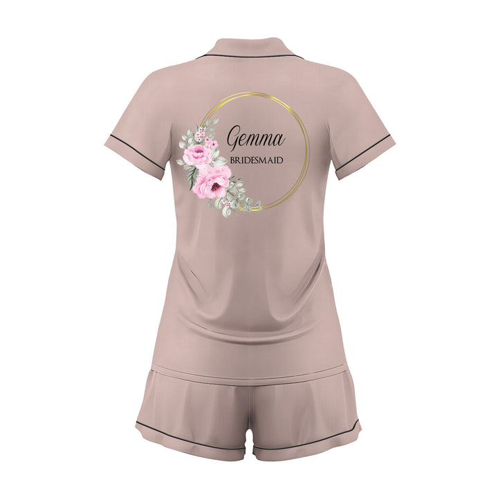 Custom Bride Bridesmaid Wedding Satin Short Pajamas Sets